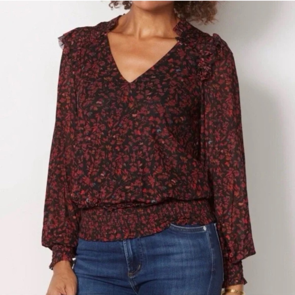 EVEREVE Koda Floral Mesh Top Blouse Size XS